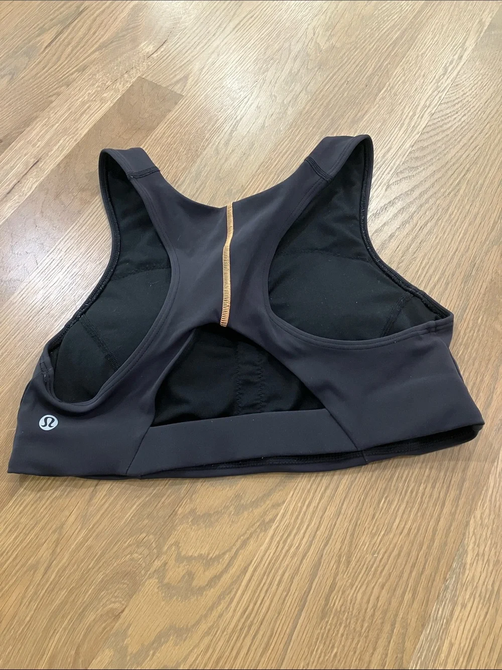 Lululemon Women's Black Orange Tough Train High-Neck Sports Bra